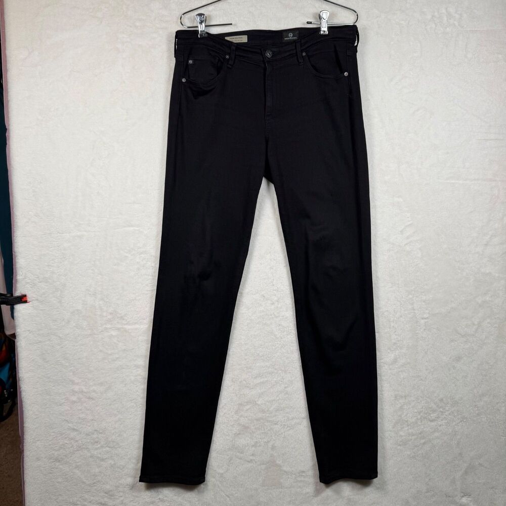 AG Adriano Goldschmied Stevie Mid Rise Slim Straight Black Jeans Women's 30R USA